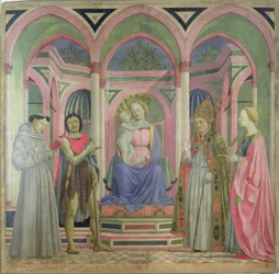 Virgin and Child Flanked by St Lucy, St Nicholas, St John the Baptist and St Francis, c.1445-47